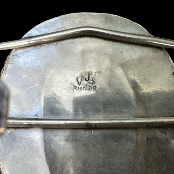 Genuine Sleeping Beauty Turquoise Sterling Silver Cuff Bracelet- Signed Cuff - Picture 13 of 16